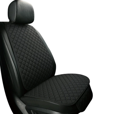 Car Seat Cushion Linen Car Four Seasons Pad - single-seat-mysterious-black-linen