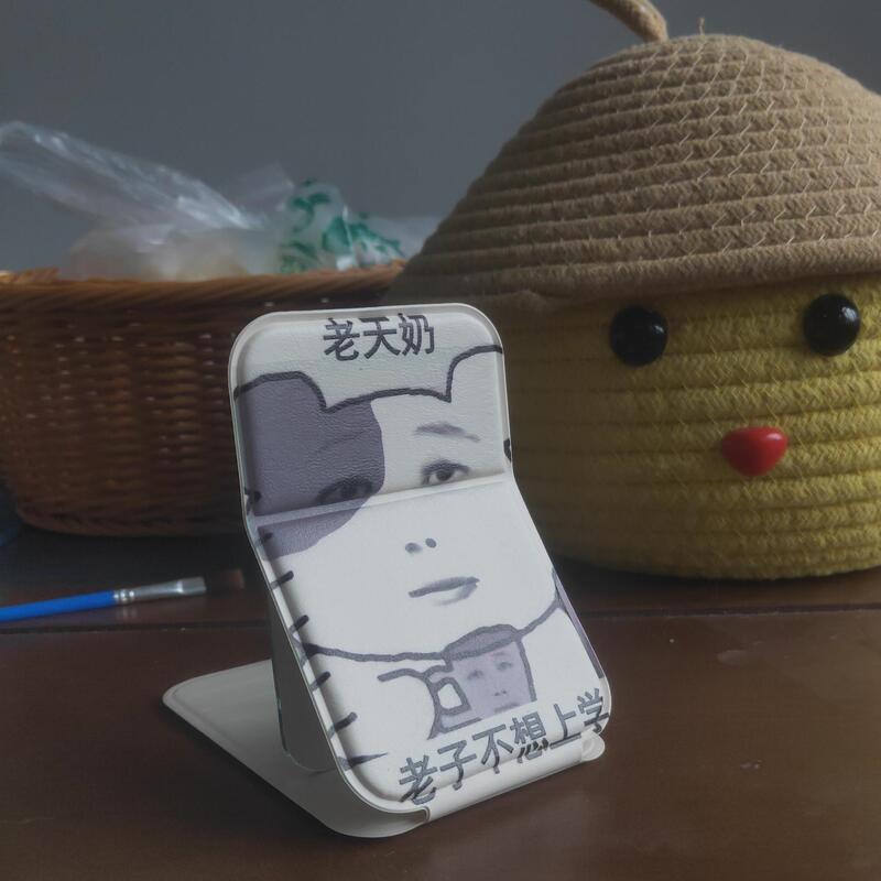 鯛焼きケイティ折り畳み鏡携帯旅行化粧鏡長方形軽豪華皮革転倒防止鏡|undefined