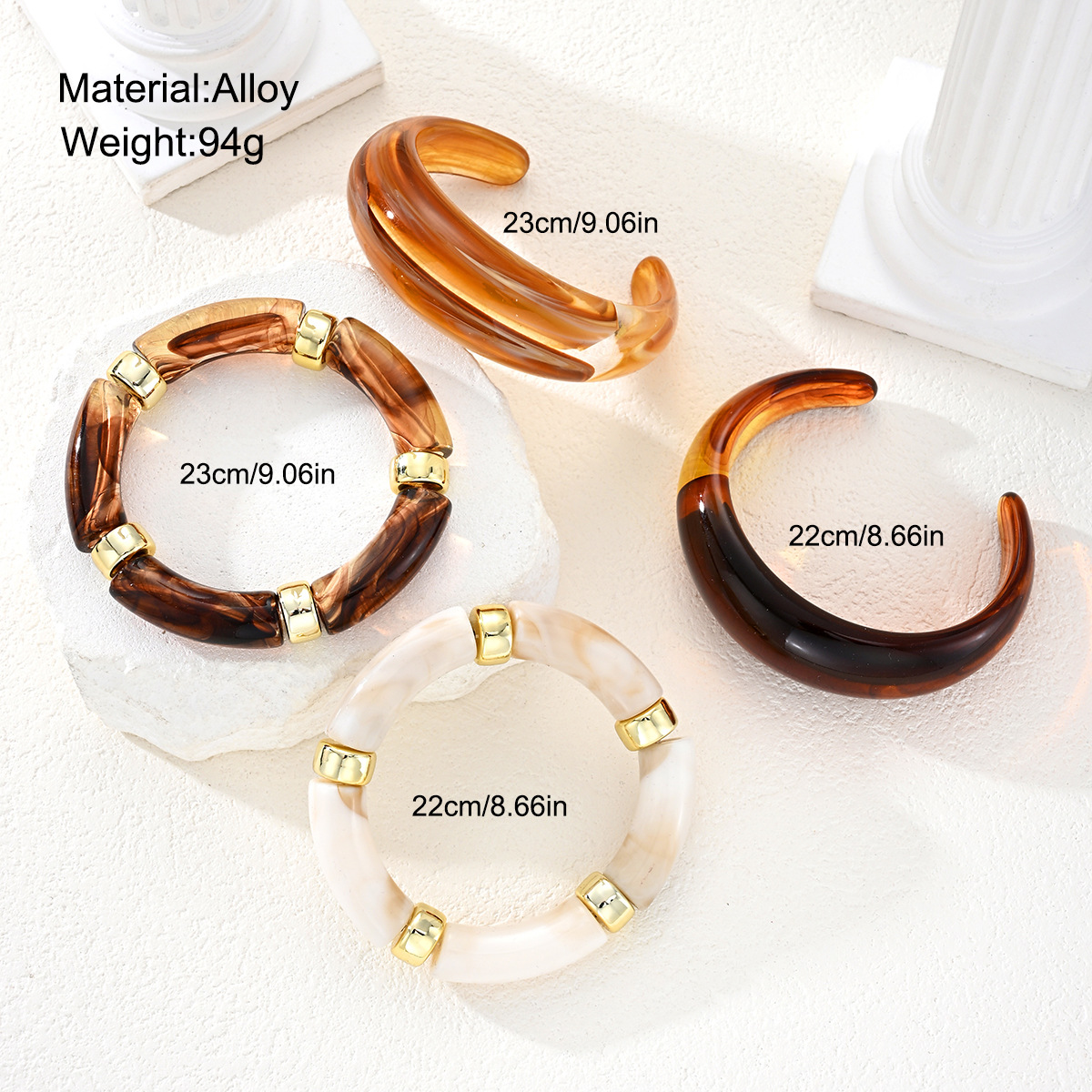 Europa y los Estados Unidos transfronterizos nuevos pulseras acrílicas retro creativas abiertas anchas sensaciones de alta calidad lujosas joyas de pulseras