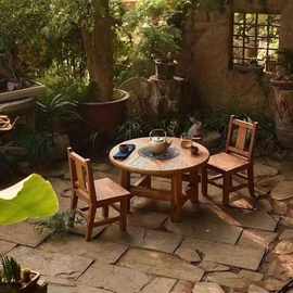 新中式老榆木围炉餐边桌户外花园庭院家用别墅展示烧烤炉取暖桌