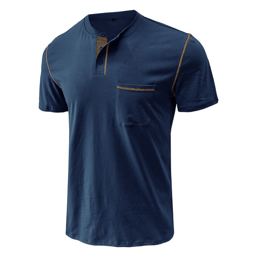 2024 verano transfronterizo camiseta de manga corta para hombres europeos y americanos comercio exterior para hombres camisa Henry camiseta superior de Amazon