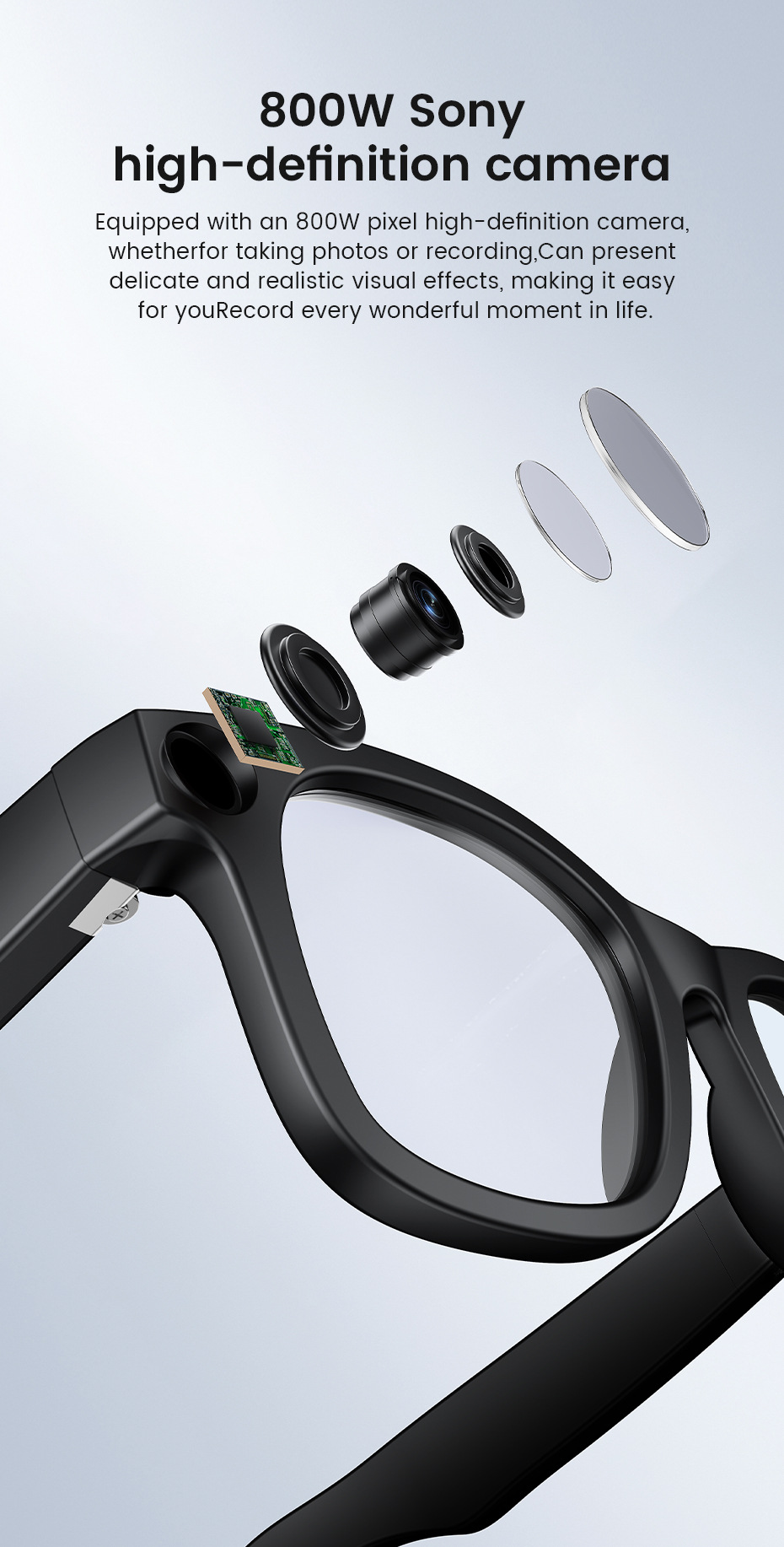 Grenzüberschreitend neue E03 intelligente KI-Foto-Brille mit 800W Kamera, Bildstabilisierung, Fotografie, Erkennung, Übersetzung intelligente Brille