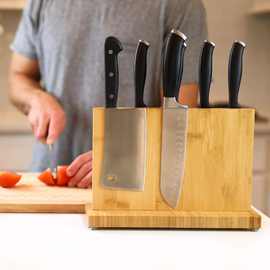 竹制多功能厨房用品磁性刀具收纳架菜刀架家用强磁铁置物架