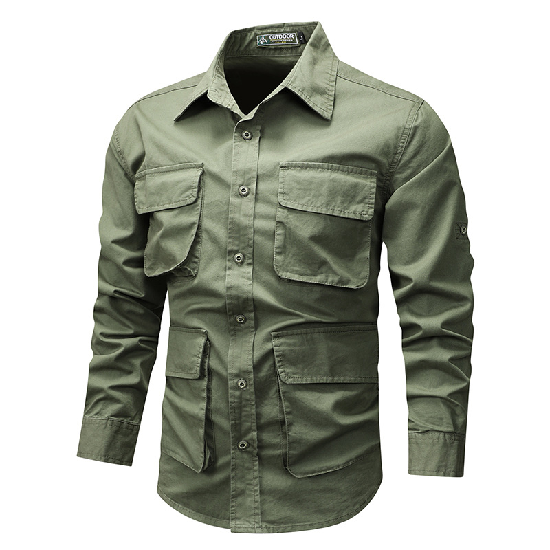 Otoño y invierno nuevo estilo retro algodón camisa de manga larga hombre suelta gran camisa de alto nivel camisa casual ropa de hombre