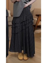 不规则波点高腰遮跨半身裙女春季新款韩系时尚宽松设计感长裙子潮