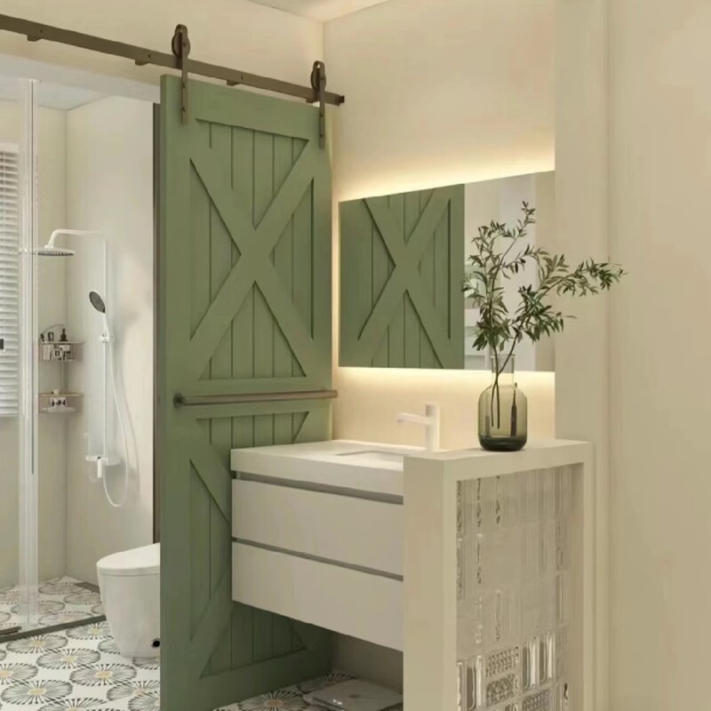 Sliding Barn Door Pocket Invisible Door Glass Door Bathroom Toilet Hanging Track Door Kitchen Trackless Door Ghost Door