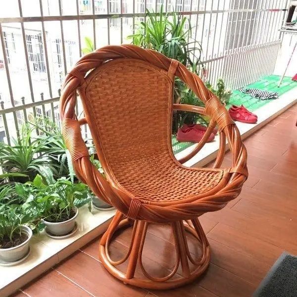 天然真藤椅三件套阳台休闲桌茶几组合家用单人靠背腾编转椅阳光房|undefined