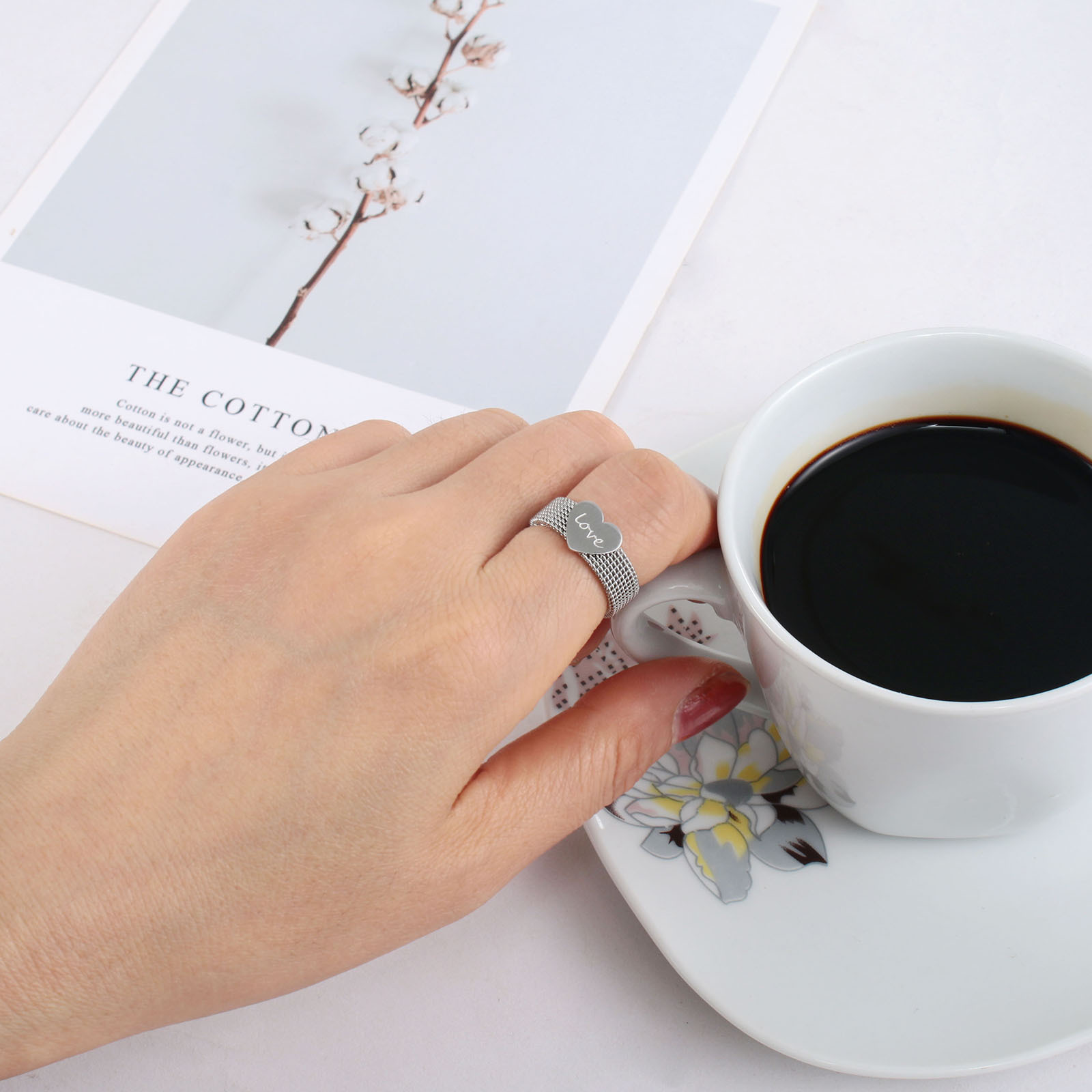 Hip-Hop Heart Shape Smiley Face Stainless Steel Plating Rings 1 Piece