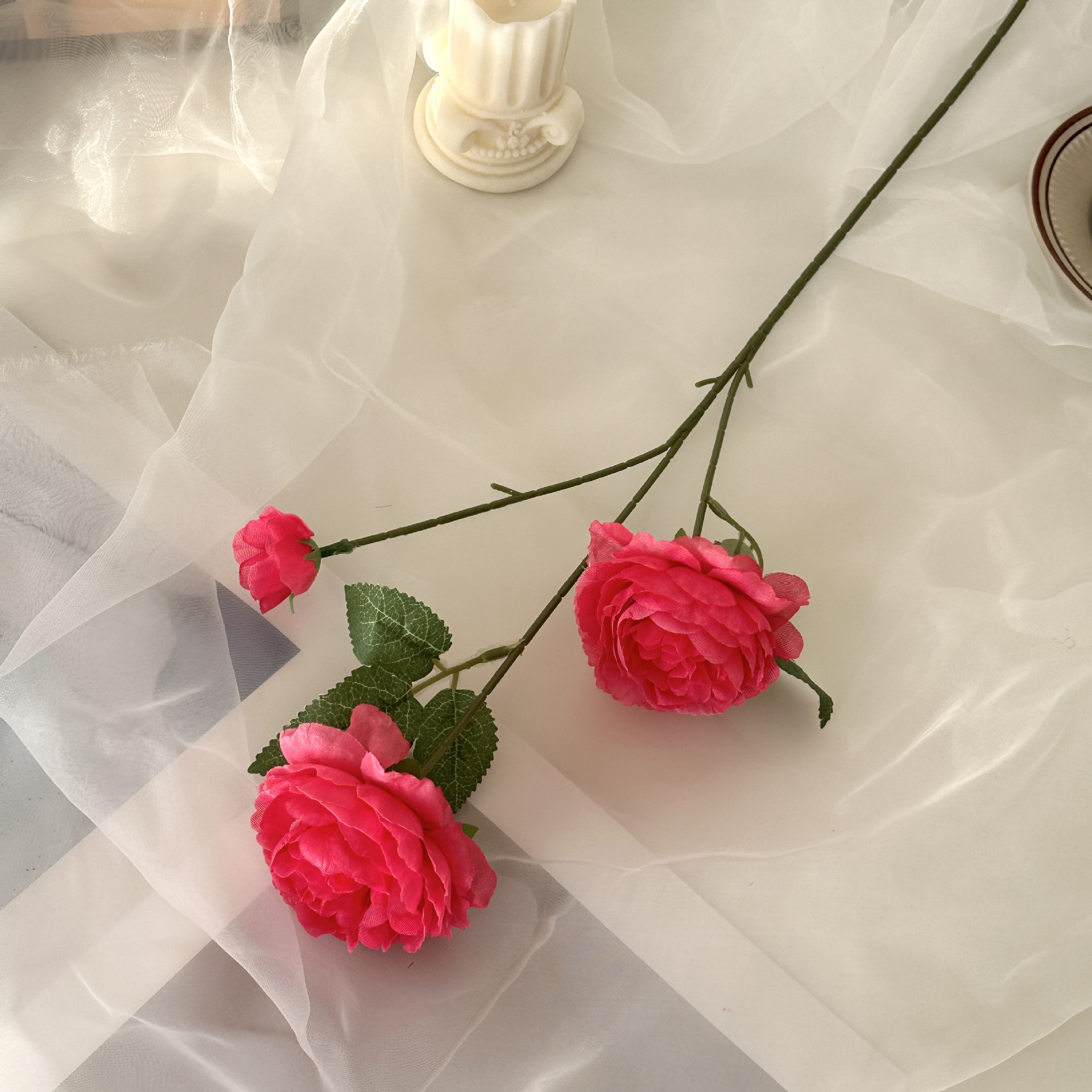 3-Cabeza de peonía extranjera flor artificial decoración del hogar Decoración de la boda arreglo floral carretera plomo flor artificial Rosa Flor de seda fábrica al por mayor