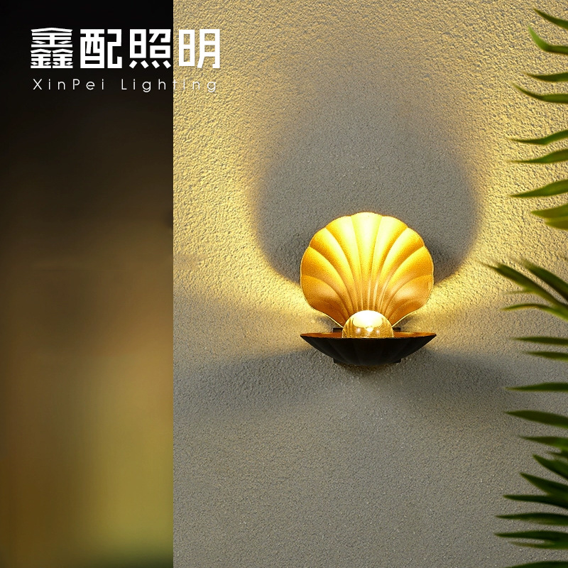 Outdoor wall lamp waterproof shell lamp creative exterior wall balcony wall lamp aisle homestay bedroom guest room hotel decorative lamp