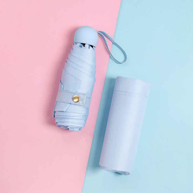 Paraguas a prueba de sol para mujer paraguas a prueba de sol a prueba de rayos UV de doble uso de cinco veces mini pequeño paraguas portátil plegable cápsula