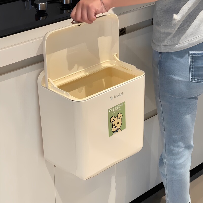 キッチン壁掛けゴミ箱 大型 大容量 ゴミ箱 蓋付き 吊り下げ式 家庭用生ごみ収納バケツ 吊り下げ式収納|undefined