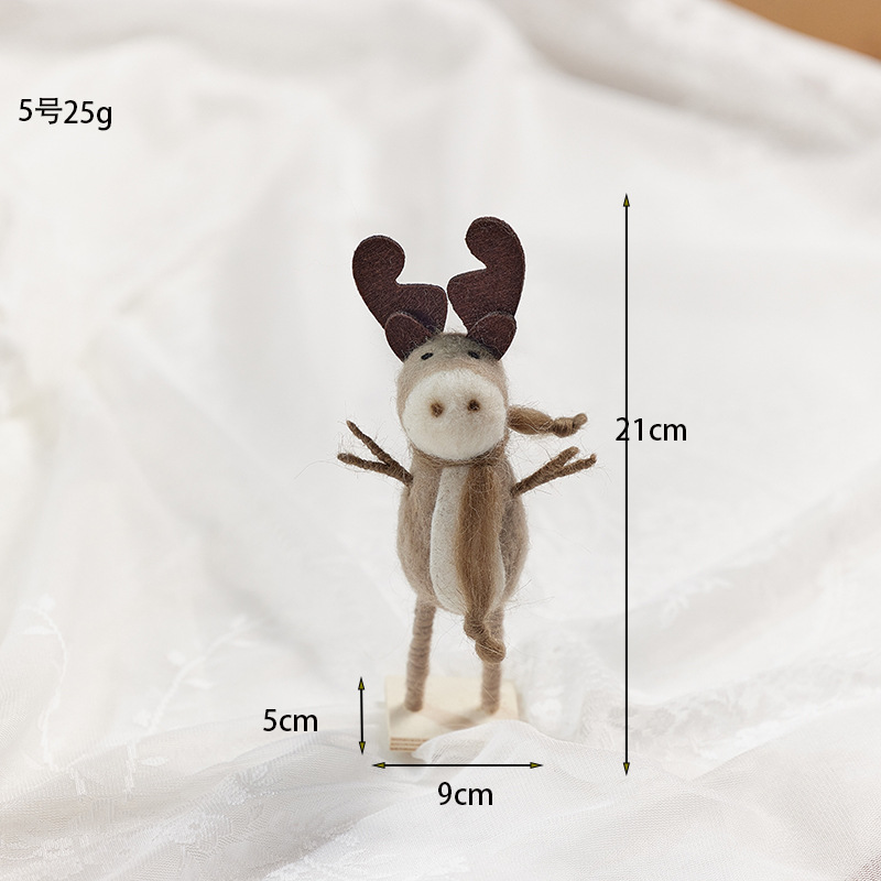 Adornos de fieltro de lana de Navidad acabados, muñeco de nieve anciano, muñeca, alce, decoraciones de Navidad para escritorio, regalos de Navidad