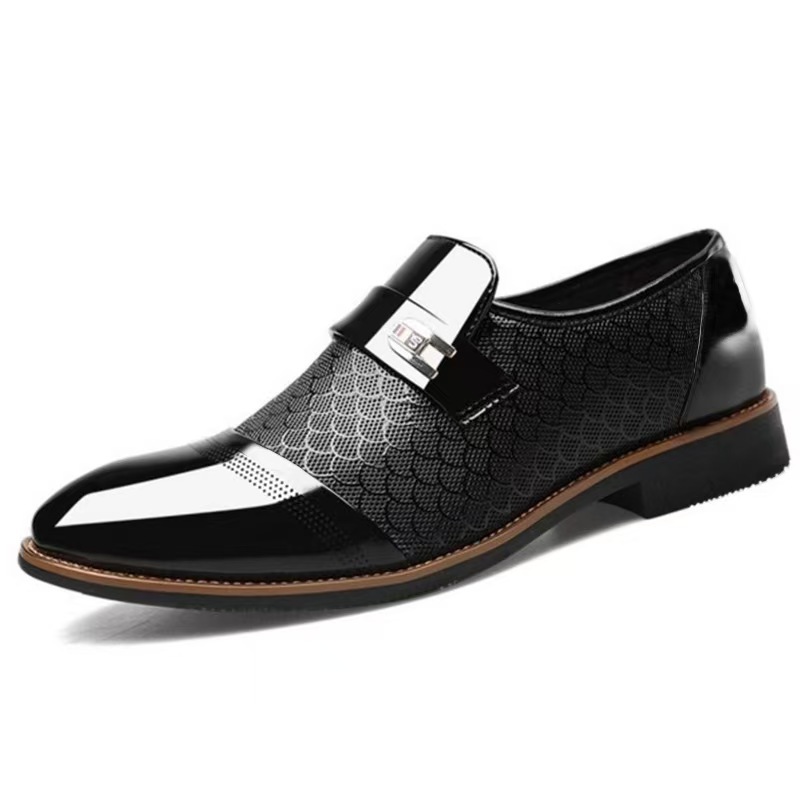 TEMU zapatos de cuero transfronterizos de hombre otoño y invierno de negocios, vestido de bodas de punta, zapatos de trajes de un solo pie image 6