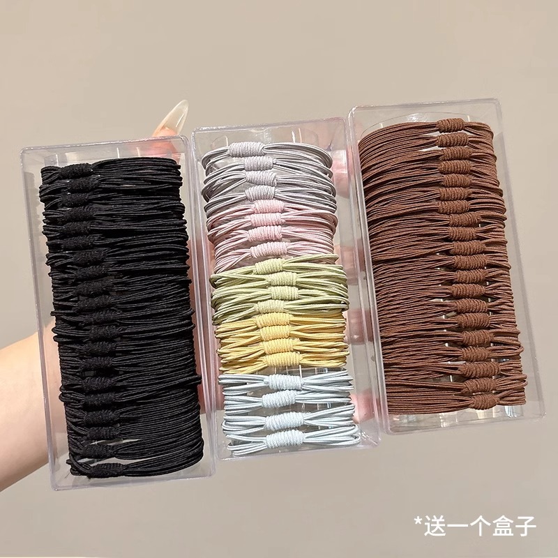 Simple cuerda de cabeza negra mujer sensación de alto nivel no estrangular cabello de alta elasticidad duradero atado cabello banda de goma cabello cubierta de cuero para niñas