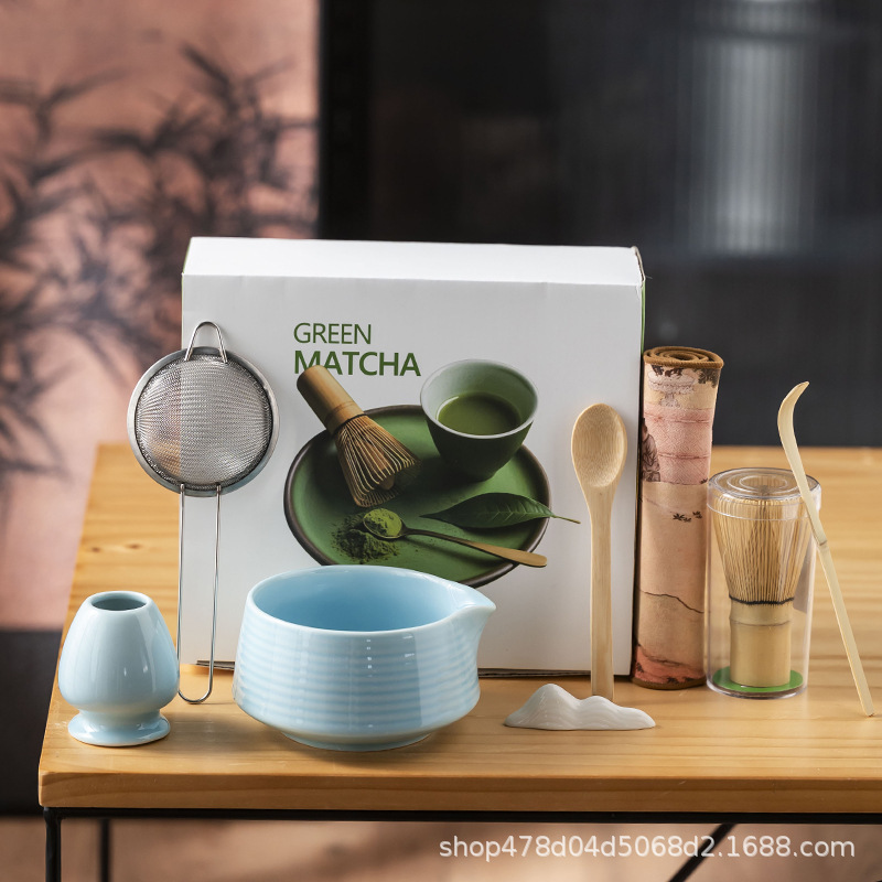 クロスボーダーインスタイル日本抹茶ボウル百本立茶こし8点セット抹茶茶器セットティーツール茶ブラシ|undefined