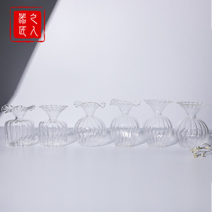 Dining Room Decoration Glass Vase Simple Decoration Irregular Striped Vase Glass Flower Arrange Wavy Vase