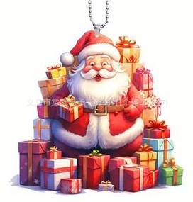 Navidad Santa Claus colgante transfronterizo nuevo acrílico plano colgante espejo retrovisor colgante joyas de fiesta