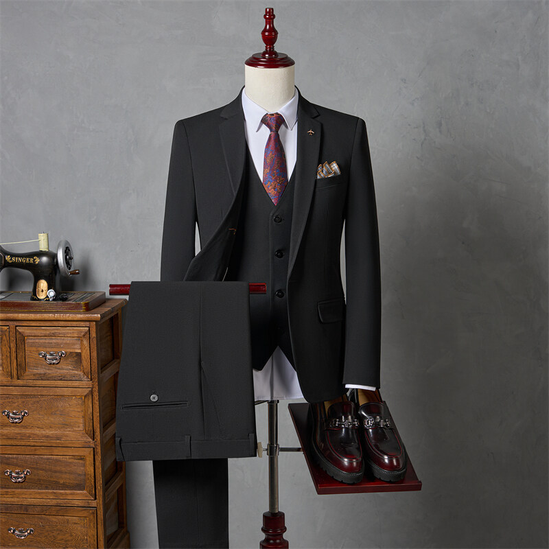 High-end Suit suit Men's Three-piece Set Korean-style Slim-fit Business Dress Casual Suit Groom Wedding Dress