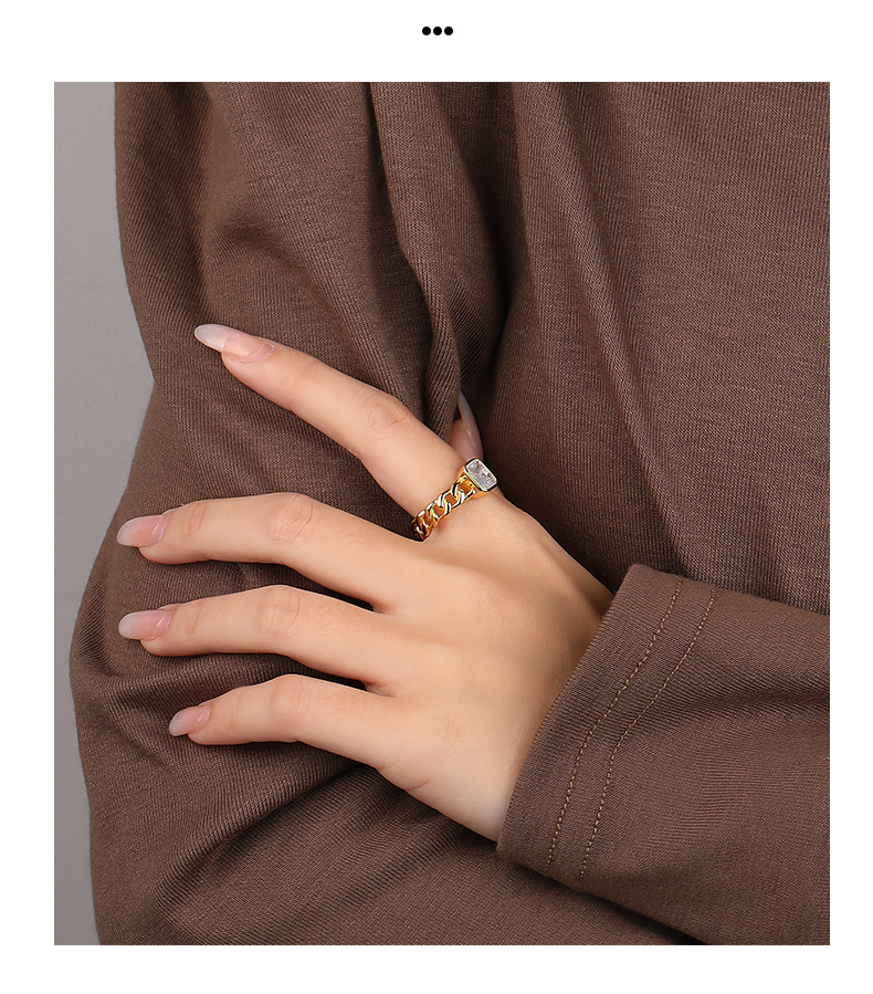 Fashion Simple Style Geometric Sterling Silver Plating Metal Zircon Rings