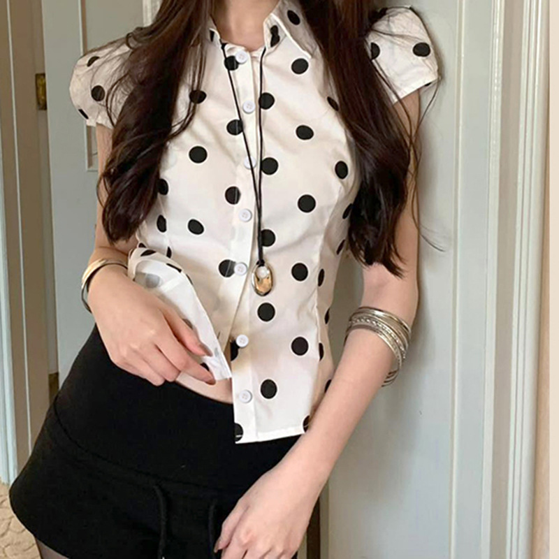 春夏款基础纯色深V排扣T恤上衣蝴蝶结肌理感收腰设计辣妹衬衫合集|undefined