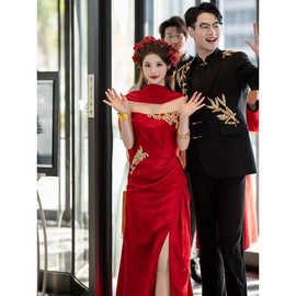 新中式抹胸敬酒服2025新款新娘订婚旗袍礼服高端回门宴会晨袍嫁衣