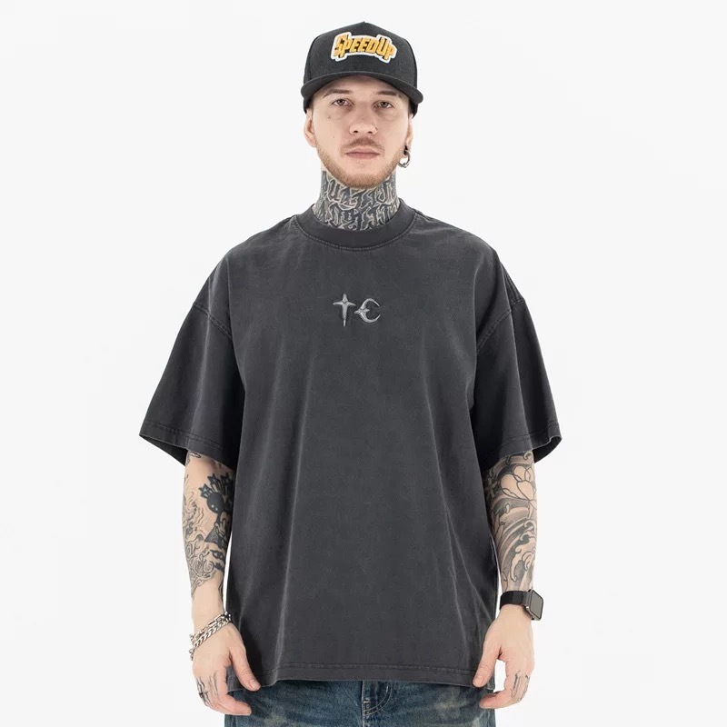 クロスボーダー新型暴徒クラブTHUG CLUBアメリカレトロ半袖水洗いして古い上着tシャツを作ります。|undefined