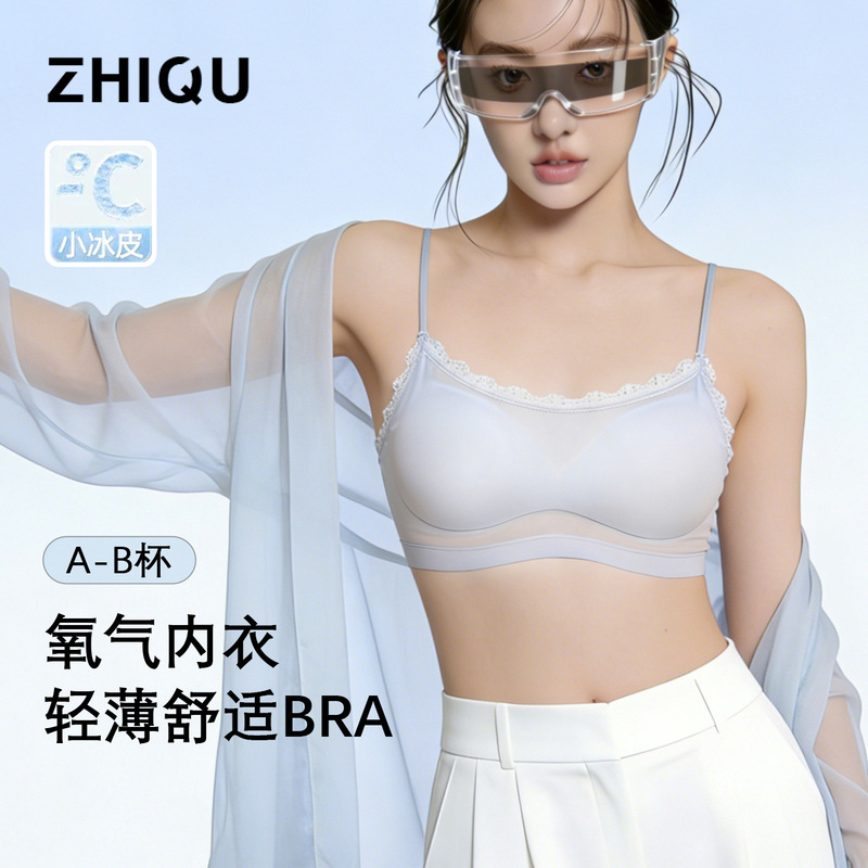 Lace-Trimmed Sheer Lingerie for Women, Small Chest Push-Up, Lightweight, Breathable, Sexy U-Back Bra, Seamless Wrap-Around Bra
