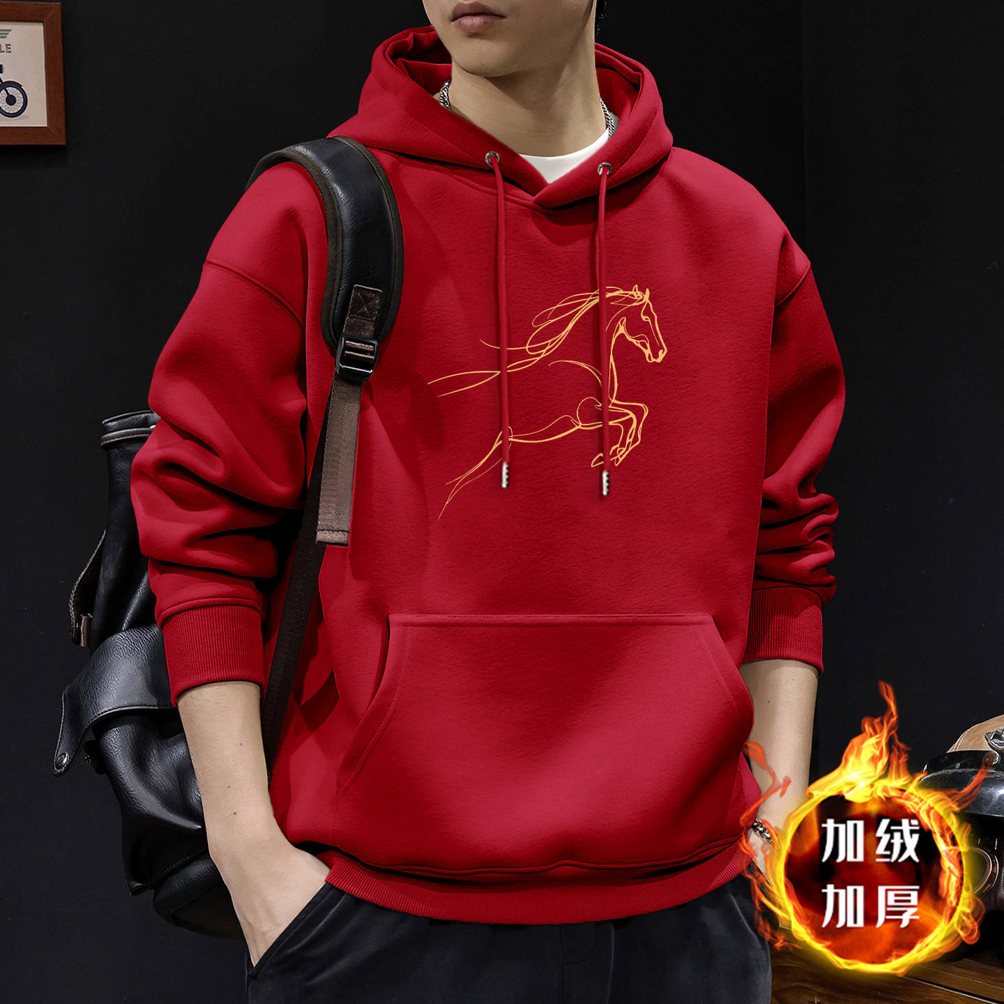 Suéter pesado para hombres primavera y otoño nuevo estilo de estilo de Hong Kong estilo retro marca de tendencia suelta versátil chaqueta de manga larga de estudiantes