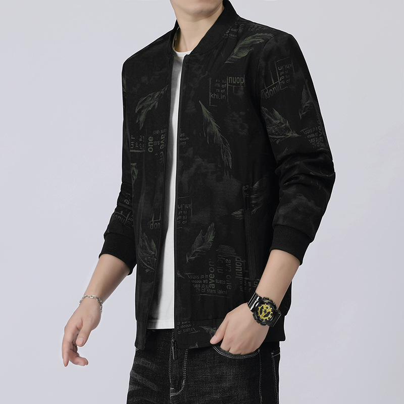 Baseball Collar Jacket Coat Men's 2021 Spring New Young and Middle-aged Business Men's Suit Jacket Coat