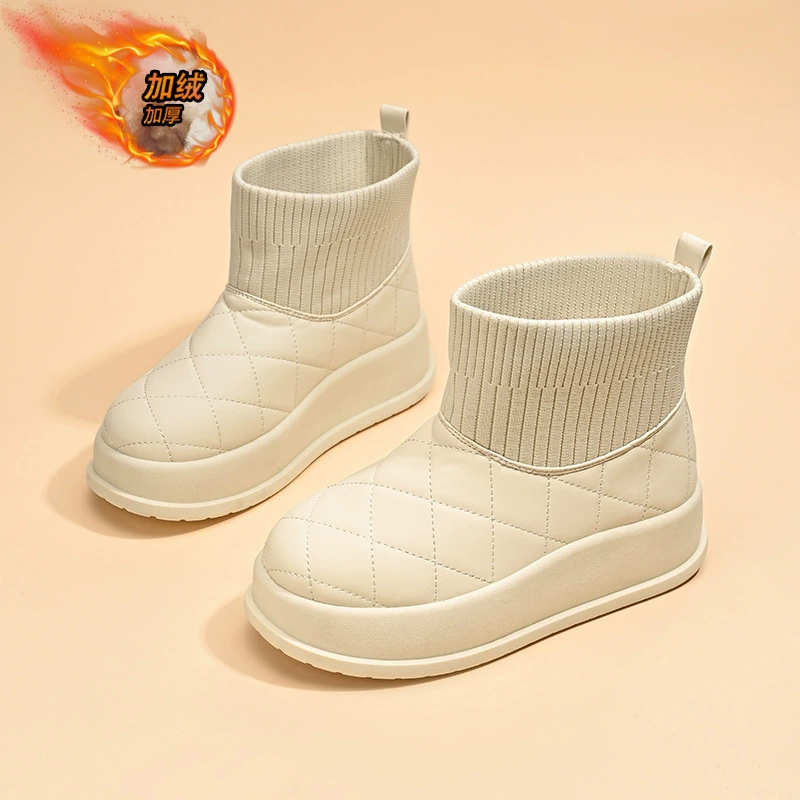 Tide Snow MX7801 новые 2024 студенческие высокие кеды с плюшевой подкладкой, зимние корейские хлопковые тёплые повседневные ботинки для женщин