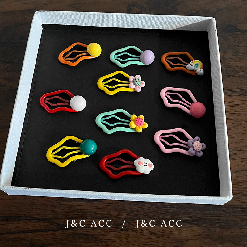 Fun Colorful Sweetheart Girl BB Clip Cute Girl Flower Edge Clip Candy Color Super Sweet Hair Clip Fringe Eyebrow Clip