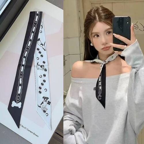 Black and White Small Dog Scarf, New Arrival, Long and Cute, Versatile, Hair Tie, Fabric Bow, Necklace, Collar Scarf, Decorative