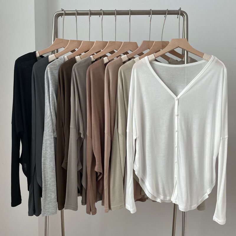 Tencel Irregular Large Button Cardigan Tencel Irregular Large Button Cardigan
