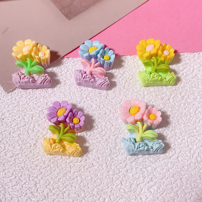 Nueva serie de color macarón roca flor serie diy accesorios de resina pegamento crema caja de teléfono móvil joyería para el cabello colgantes botones de zapatos