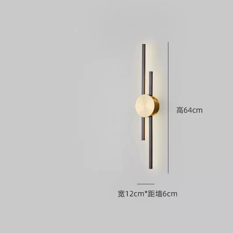 Minima rejilla larga sala de estar luz de fondo de pared de atmósfera Zhongshan minimalista moderna creativa estudio dormitorio lámpara de pared de cabezal de cama