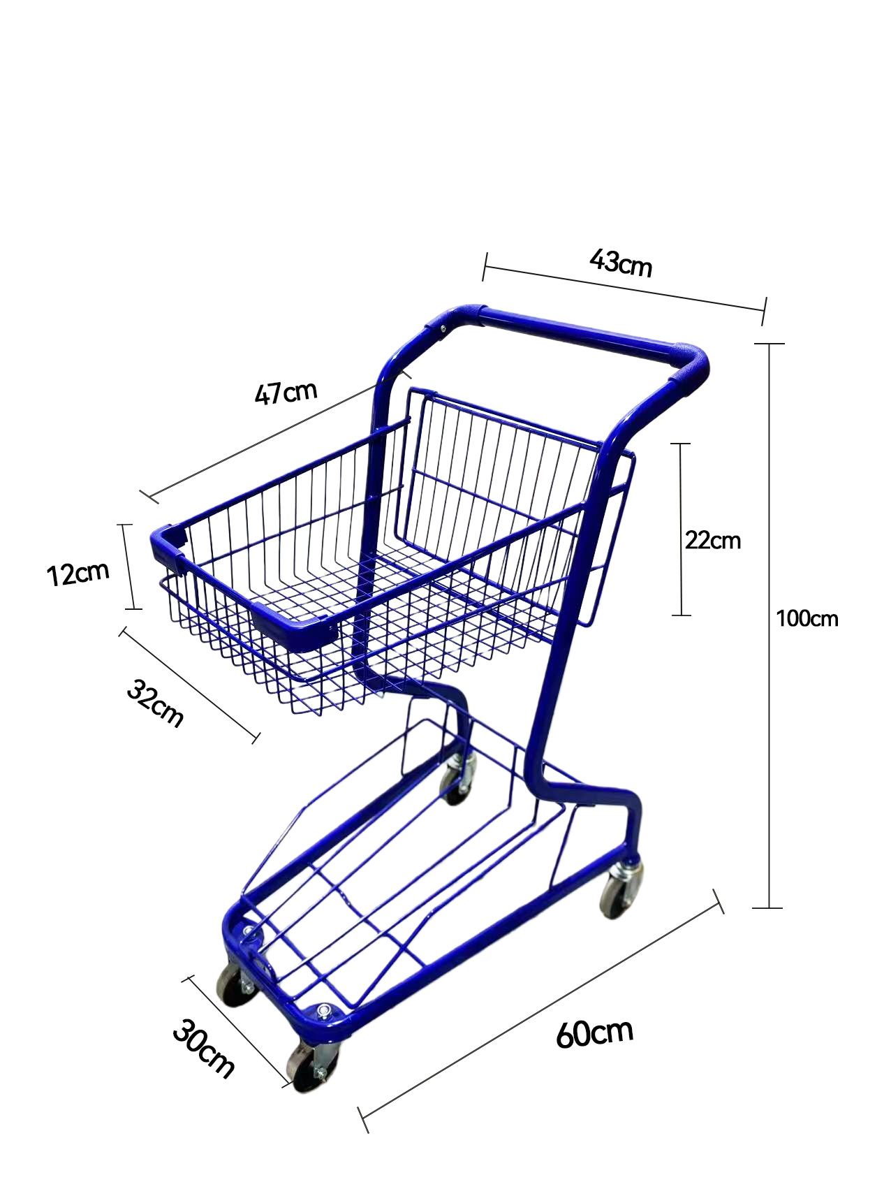 Supermercados multifuncionales agarran carritos de muñecas, centros comerciales de dos pisos, carritos de compras, puestos rojos de la red, carritos domésticos