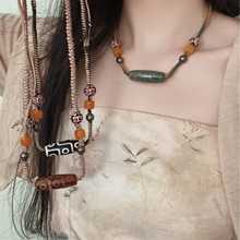 民族风藏式九眼天珠项链女小众高级感情侣配饰新中式复古锁骨链男