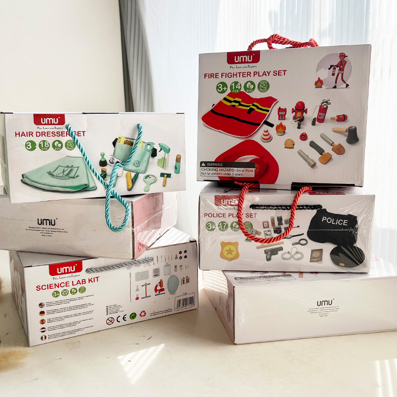 UMU Youmu Jiajia serie de juguetes de madera simulados al por mayor cubiertos de cocina bolsas de maquillaje bolsas de corte