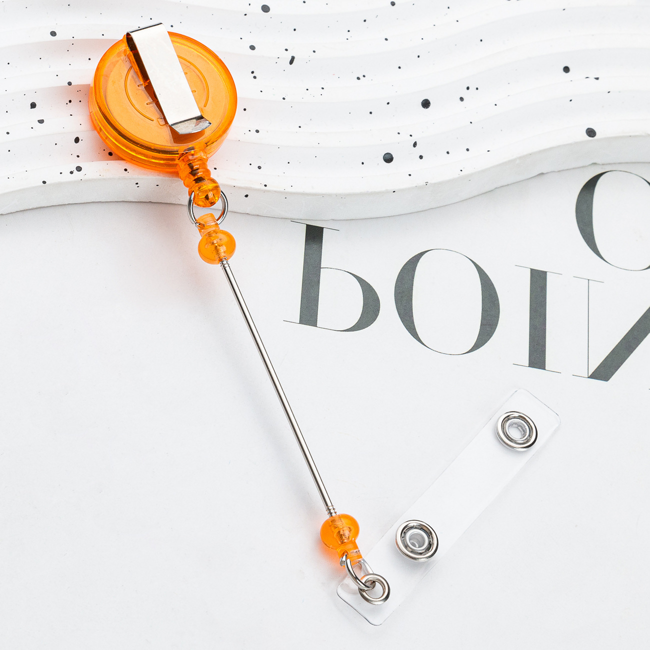 Cubierta de tarjeta retráctil fácil de tirar hebilla creativa perlas llavero retráctil hebilla de trabajo placa de identificación fácil de tirar hebilla de cable