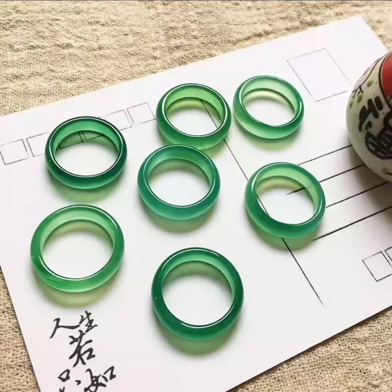 冰种白玉髓玛瑙细戒指 男女款玛瑙玉石对戒情侣戒指指环尾戒批发|undefined