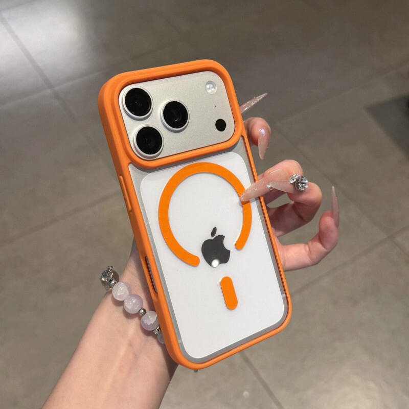 Magnetic Suction Case Suitable for iPhone 17 Pro, High-End 16, Apple 14 Pro Max, 13 Transparent Acrylic Anti-Drop Phone Case