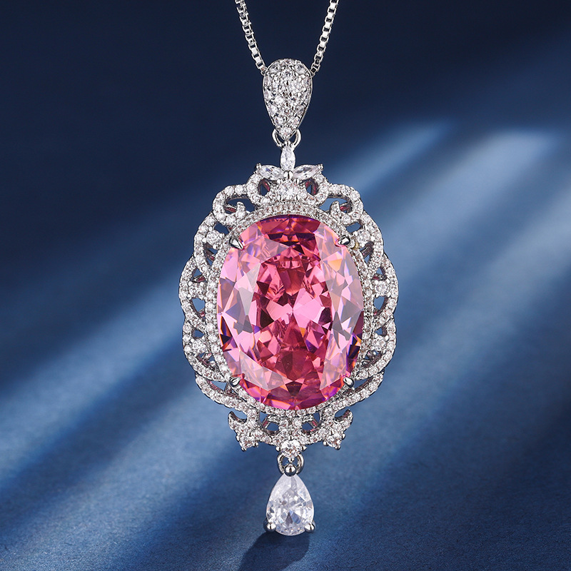 Zhuang Sheng joyería cobre fondo chapado en oro simulación color tesoro moda retro colgante collar gran denier en forma de piedra principal 15*20