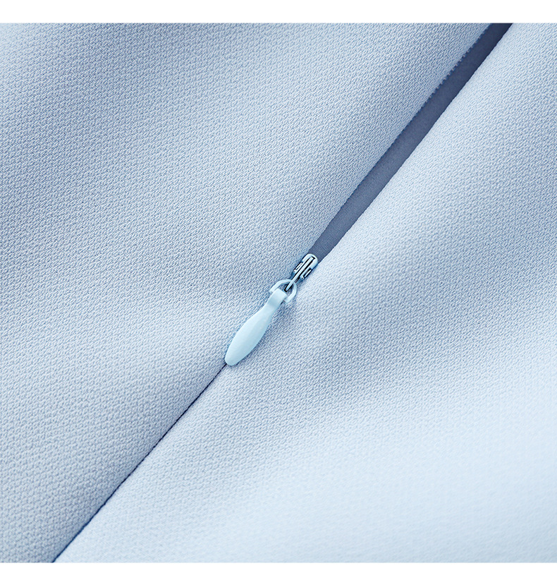 Đầm liền nữ cổ chữ V xếp ly tay lỡ, chất liệu sequin lấp lánh kiểu dáng quý bà — Màu xanh lam nhạt chi tiết 23