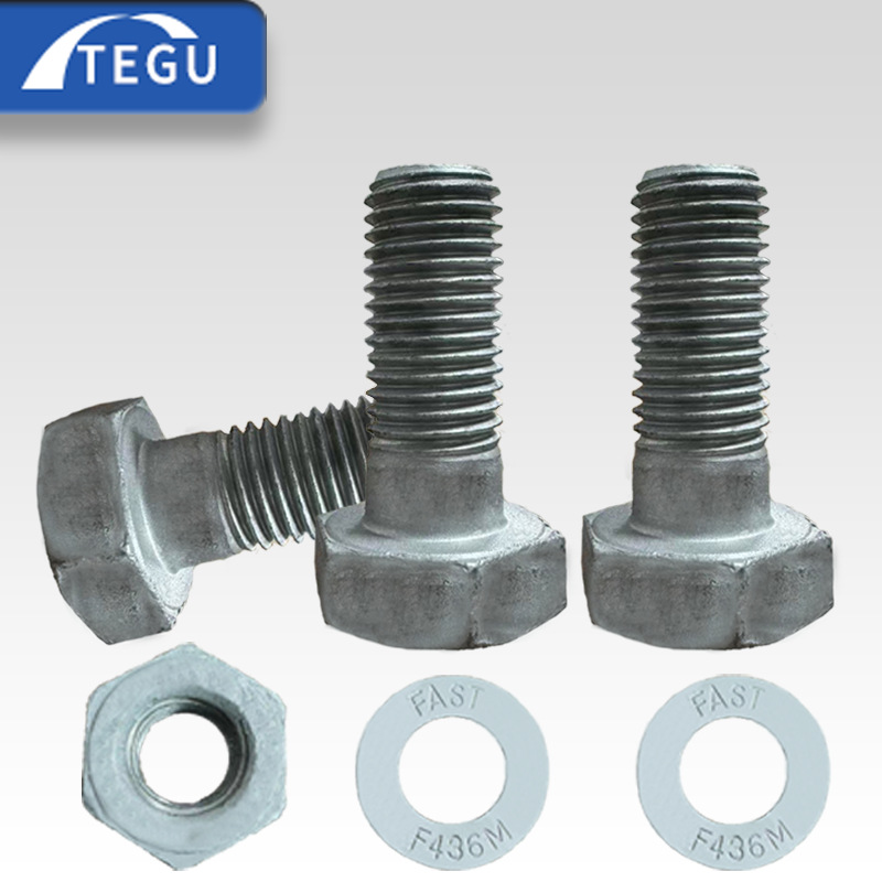미국 핫 딥 아연 도금 외부 육각형 볼트 스터드 너트 세트 고강도 ASTMA325M 중강 구조