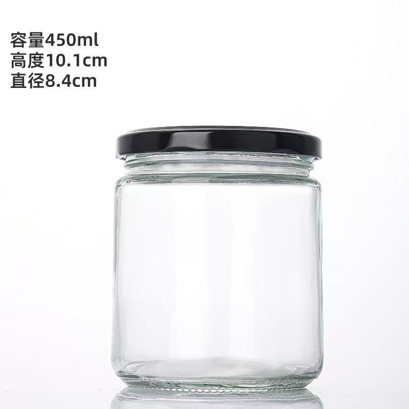 Botella de vidrio al por mayor botella vacía de grado alimenticio hervir botella de conservación de miel mermelada botella de hongos shiitake