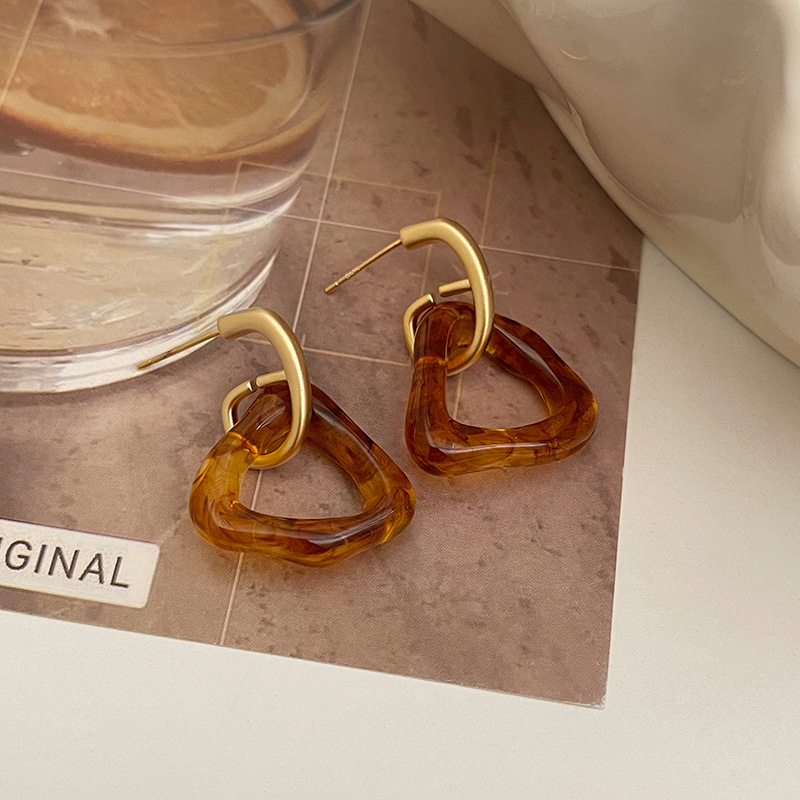 9g Weight Drop Earrings Classification 1 Pair Simple Style Commute Geometric Patchwork Resin Copper Drop Earrings