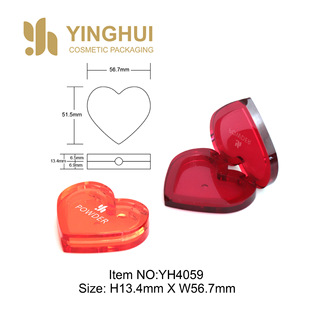 Love Shape Powder Box Without Mirror Injection Molding Translucent Red Cosmetic Packaging Material
