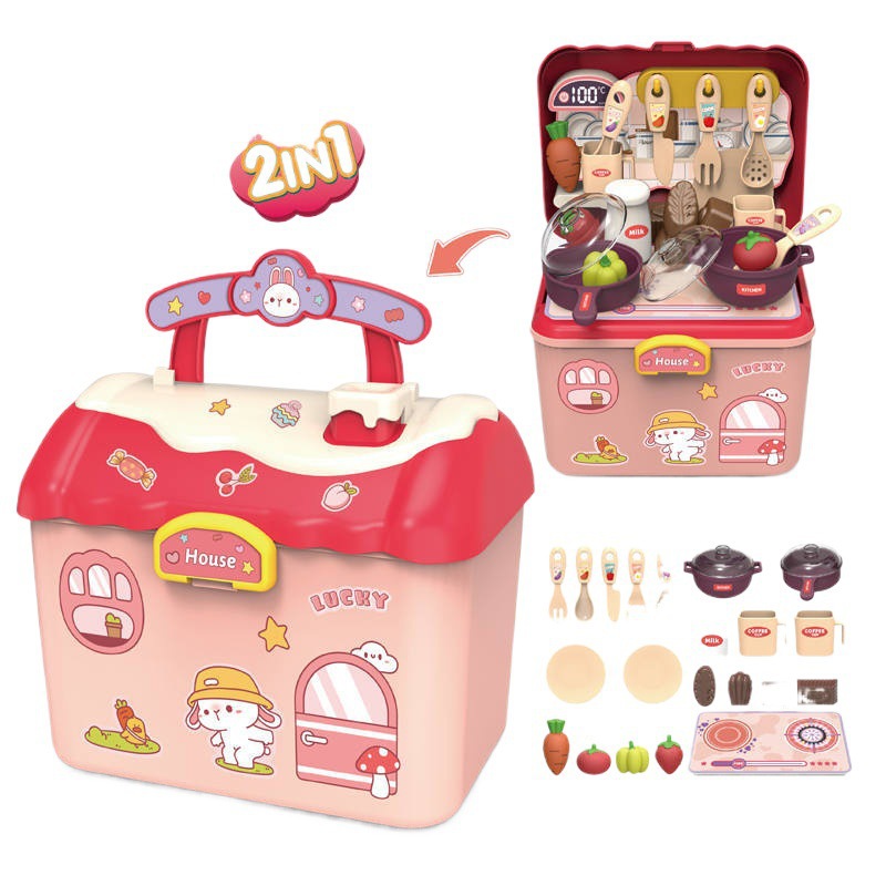 Simulación transfronteriza mini cocina doctor postre mascota set de barro de color usado caja de almacenamiento de juguetes casera
