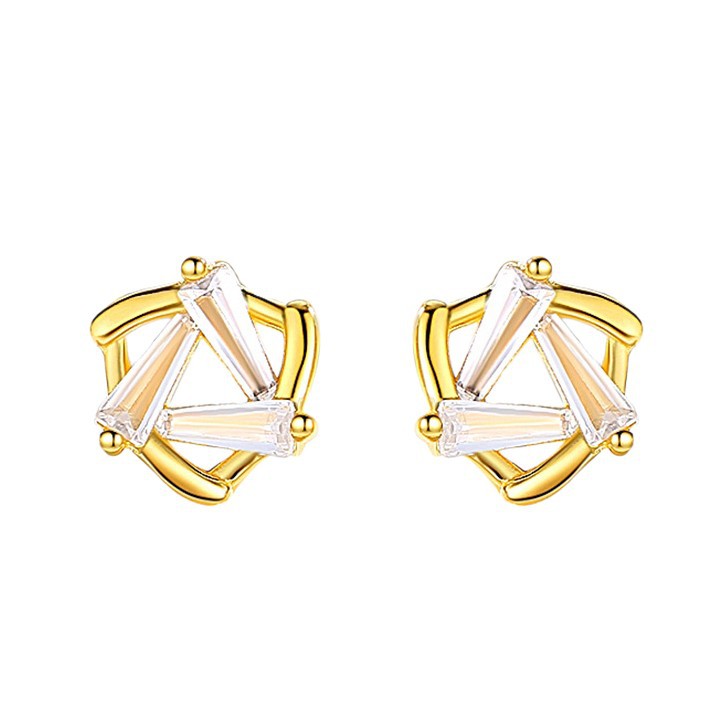 S925 pendientes de plata esterlina hembra seis Mong estrella diseño sentido japonés y coreano viento geométrico triángulo diamante pendientes